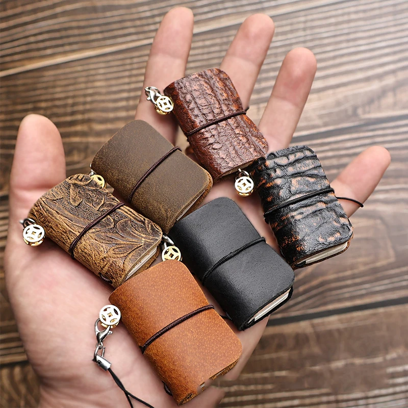 Mini Vintage Leather Notebook Retro Pocket Notepad Pendant Travel Diary Planner For Student Office Stationery Supplies