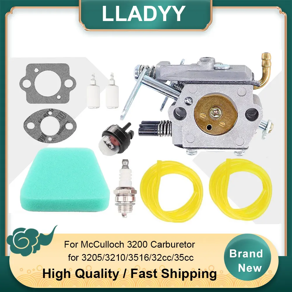 Replacement Carburetor Kit for McCulloch Chainsaw - Fits 3200 3205 3210 3516 & 32cc 35cc 38cc
