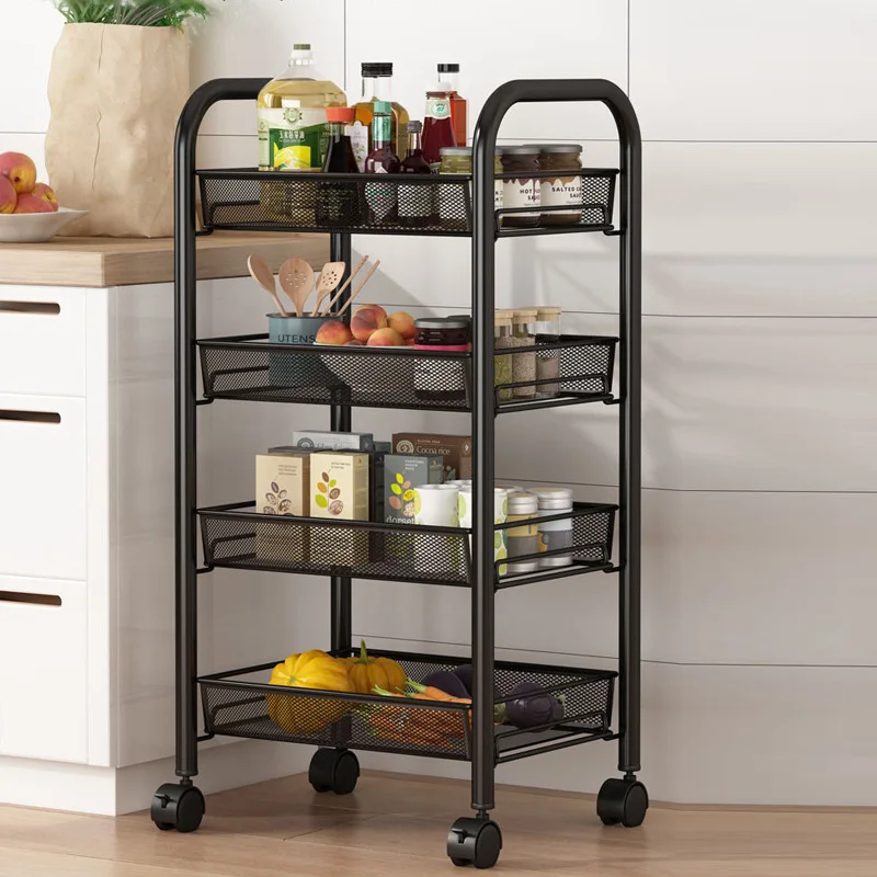 

Kitchen Storage Rack Household Trolley Floor Standing Multifunctional Storage Rack Bathroom Movable Multi-layer Storage Rack