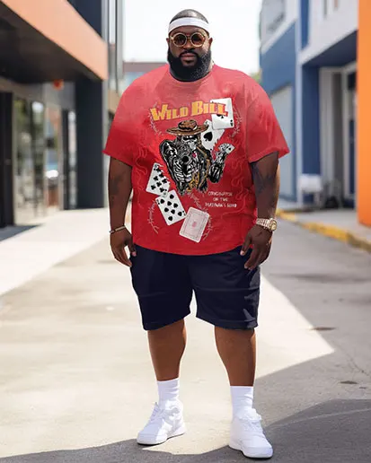 Biggmans L-9Xl Plus Size per abbigliamento scheletro da uomo modello di stampa viola pantaloncini a maniche corte t-shirt cartone animato grande e alto