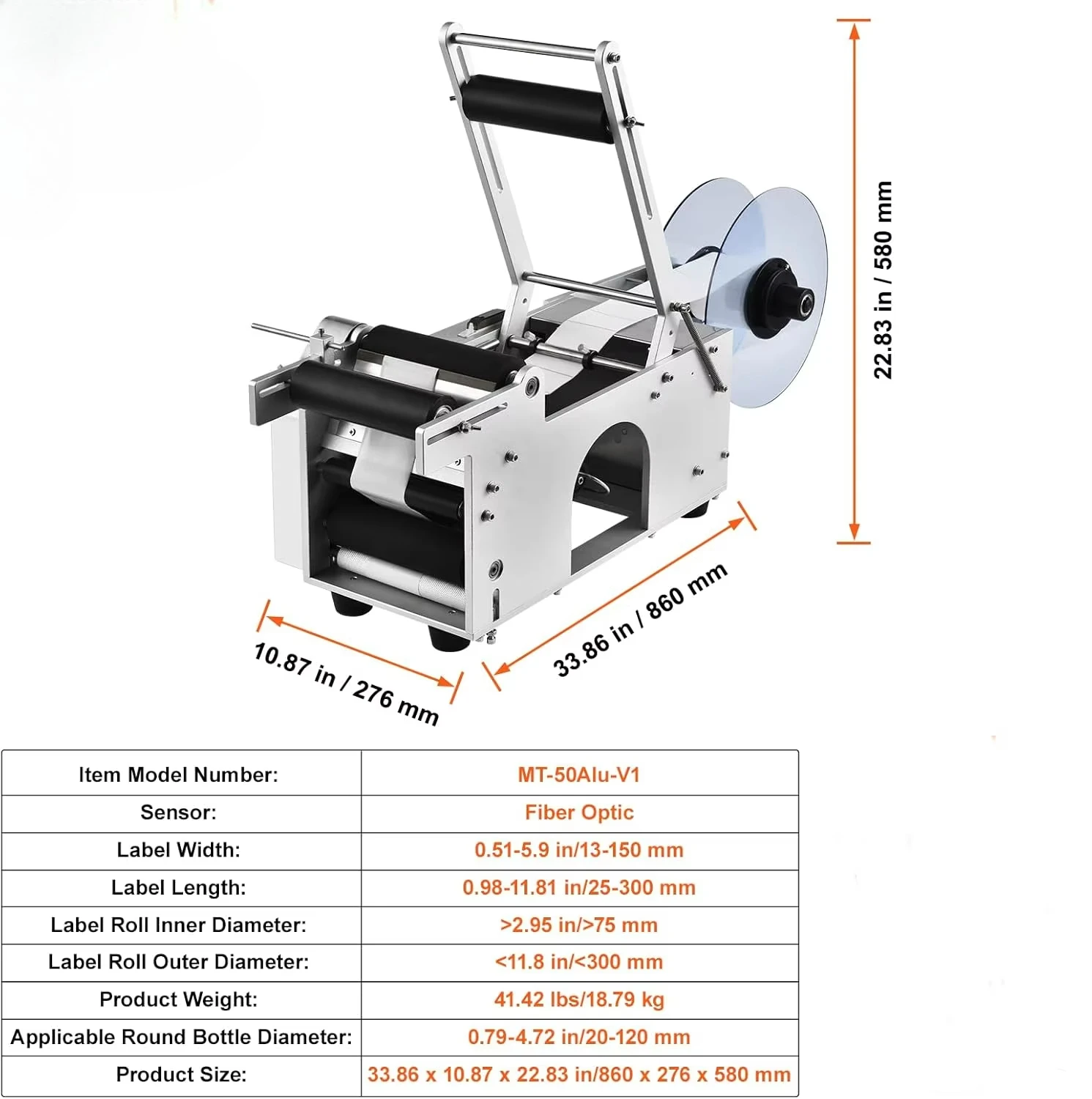 

MT-50 Desktop Sticker Semi Auto Small Round Glass Vial Plastic Bottle Adhesive Label Semi Automatic Labeling Machine