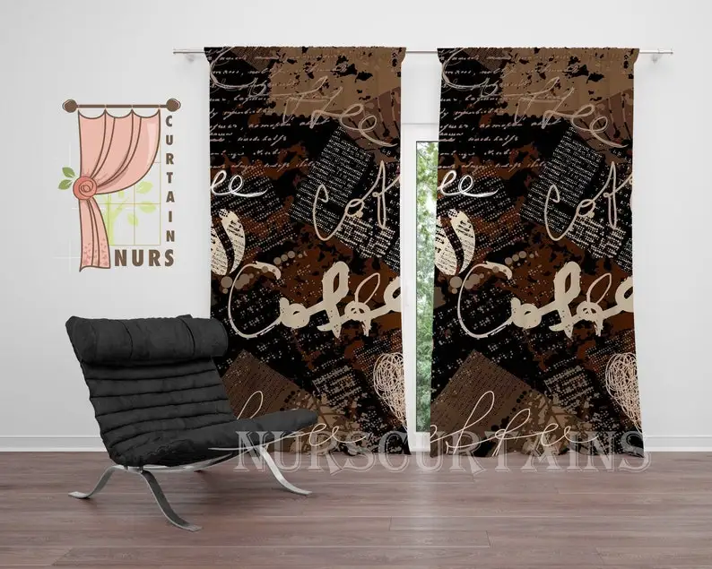 

Coffee Themed Blackout Curtain: Kitchen & Dining Room Decor