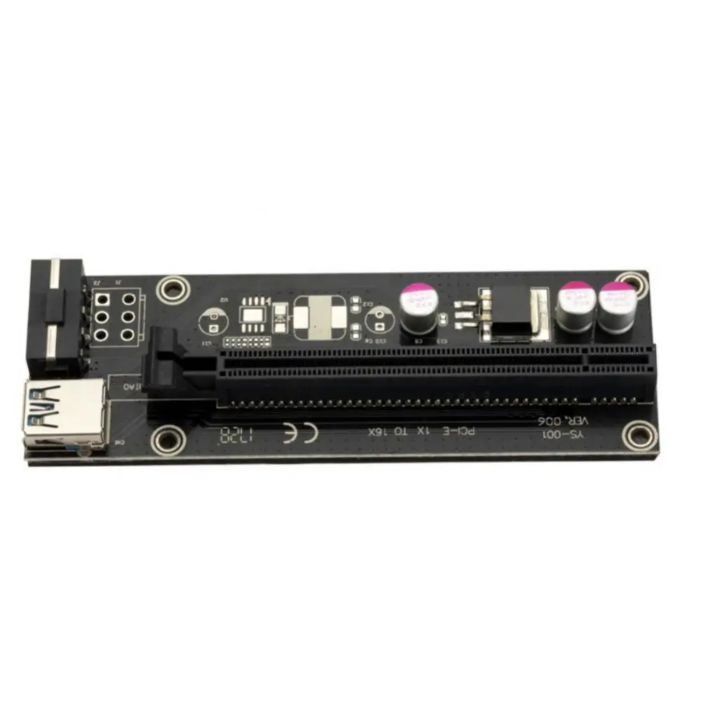 Pcie Adapter Card Black 4 Capacitors High Quality Pci-e 1x Portable Computer Accessories Graphics Card Extension Line 60cm 6pin