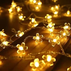 Guirxiété lumineuse LED étanche, sans batterie, 62 fleurs, 1.5m, lumières dégradées, Noël, vacances, ouvertement éclairage