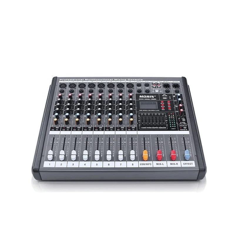 Mixer Sound System Dual  Way Passive Wooden Speaker 500W Power 8 Channel Professional Mixing Console