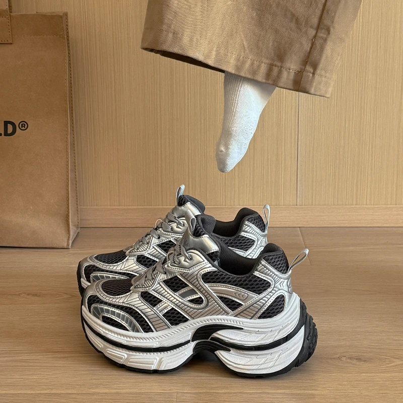 

Женские кроссовки на толстой подошве 7 см, повседневная обувь, удобные для прогулок, стильные кроссовки, zapatillas de mujer