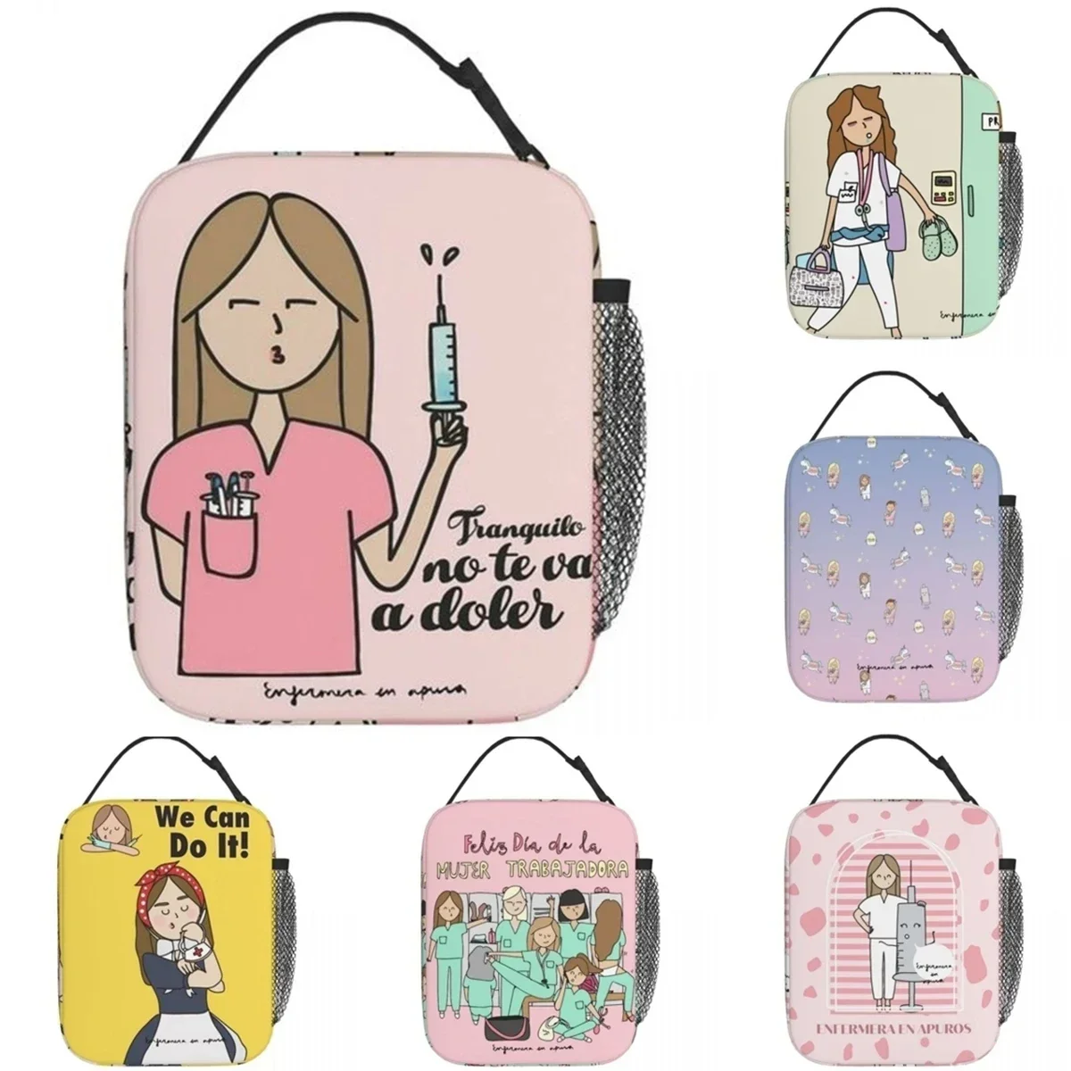 Enfermera En Apuros Doctor Nurse Insulated Lunch Bags Cute Nurse Tote Bag Portable Food Box Thermal Cooler Lunch Boxes