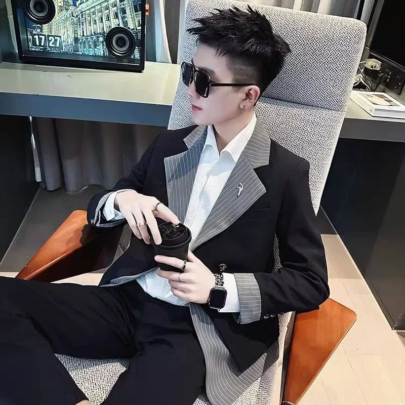 99 Fake two-piece suit jacket personality fashion British style new style trendy men's wear small suit