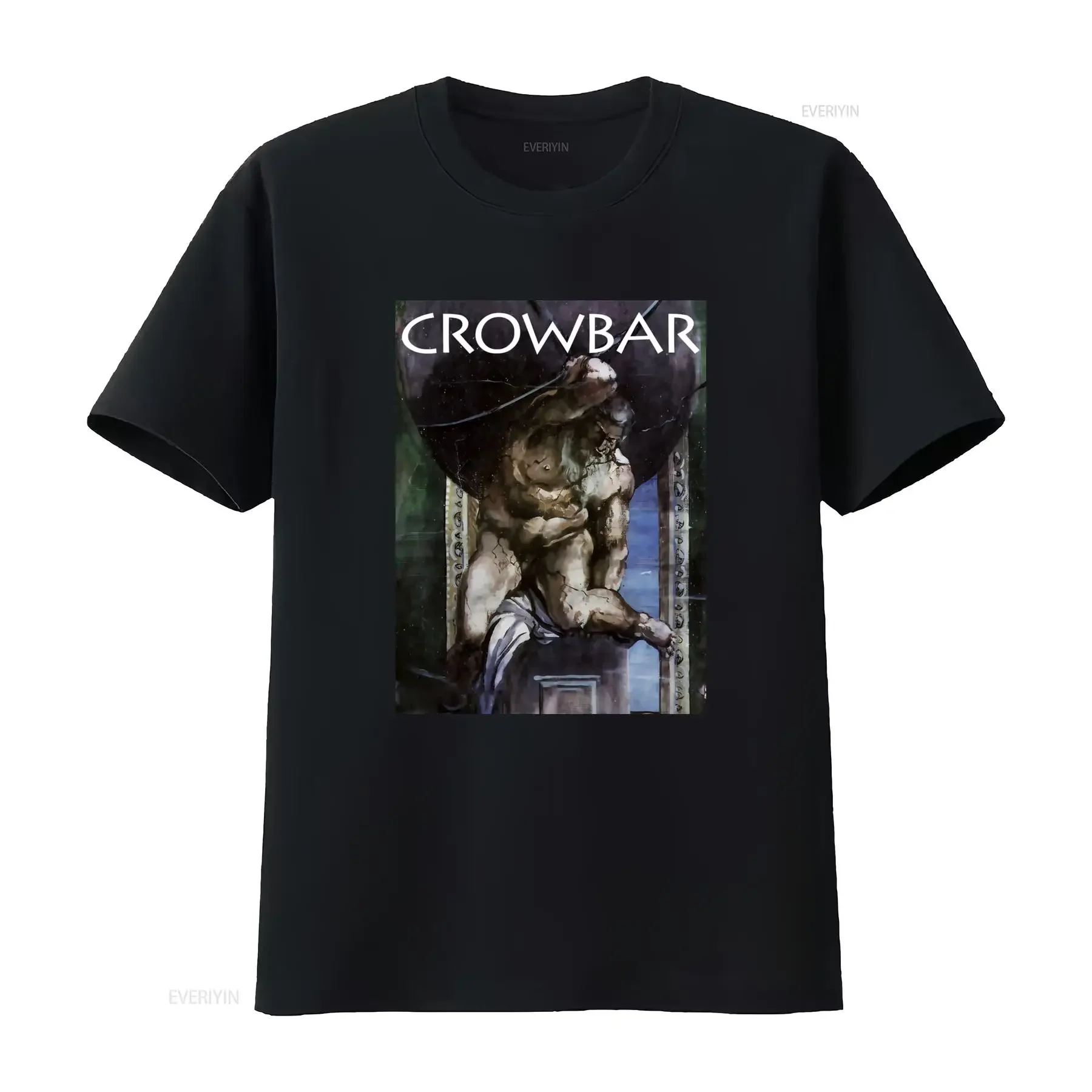 New Popular Crowbar Band Print Black Cotton T Shirt Full Size S 5XL vintage Washed Stylish Casual Slightly Breathable Stretched