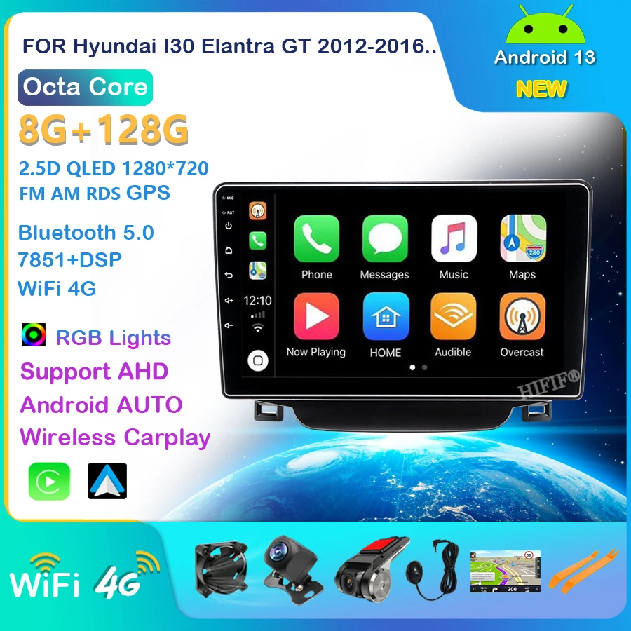 8Core 4G LTE for Hyundai I30 Elantra GT 2012 2013 2014 2015 2016 2017 Andrroid 13 Car Multimedia Player GPS Navigaiton