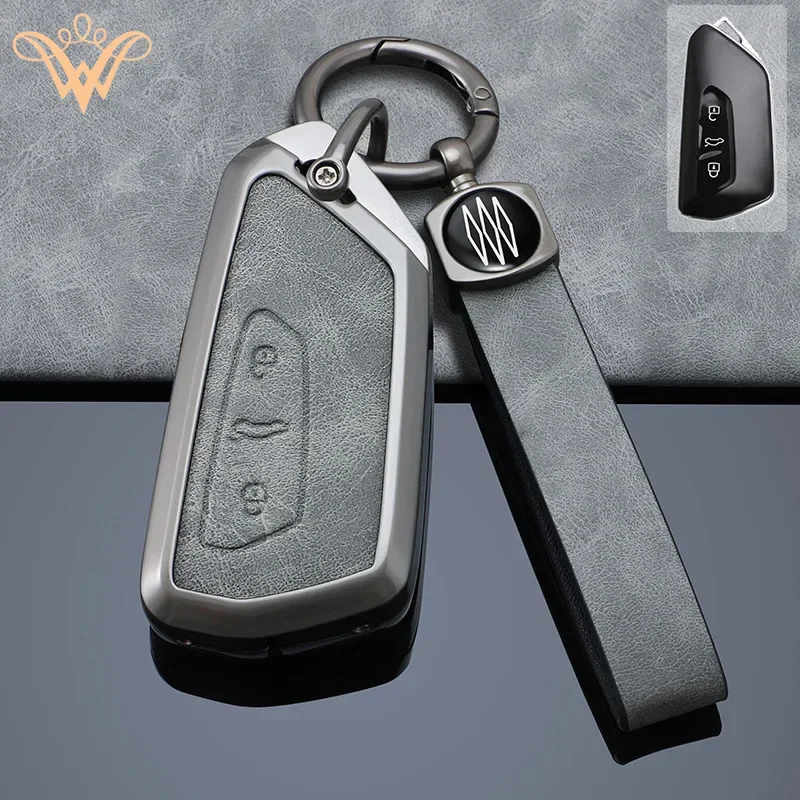 

Zinc Alloy +Leather Car Key Cover Case For VW Golf 8 MK8 ID-4 ID-6 Skoda Octavia 4 8 A8 MK4 VAG Group Seat Remote Key Protection