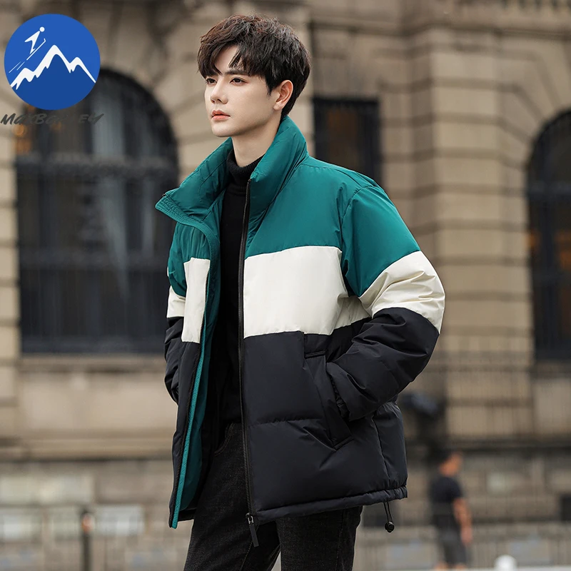 Maxbarley Luxury Men Down Jacket Stand Collar Splicing Urban Adventure Windproof Coat Fashion Street Thicken Warm Winter  Coat