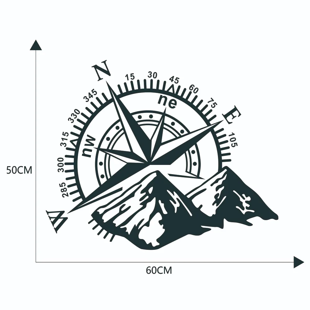 

For Compass Navigation Pattern Large Sticker Decal 2 Pack for Car Van For Motorhome SUV Sedan Hatchback Bumper Windshield Use