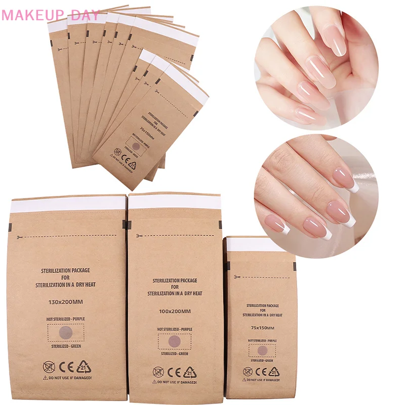 10Pcs Disposable Sterilization Disinfection Bag Set Nail Tools Sterilizer Kraft Bag Nails Equipment Disinfection Accessories