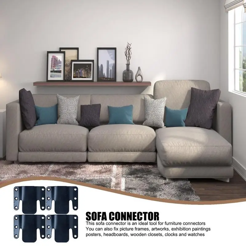 Conector de sofá Seccional de acero inoxidable, soporte de enclavamiento con 24 tornillos para muebles, marco de fotos, espejo, suministro para el