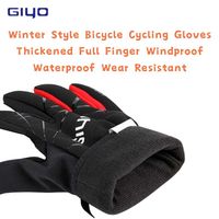 GIYO Winter Style Bicycle Cycling Gloves Thickened Full Finger Windproof Waterproof Wear Resistant for Men and Women Bike Parts