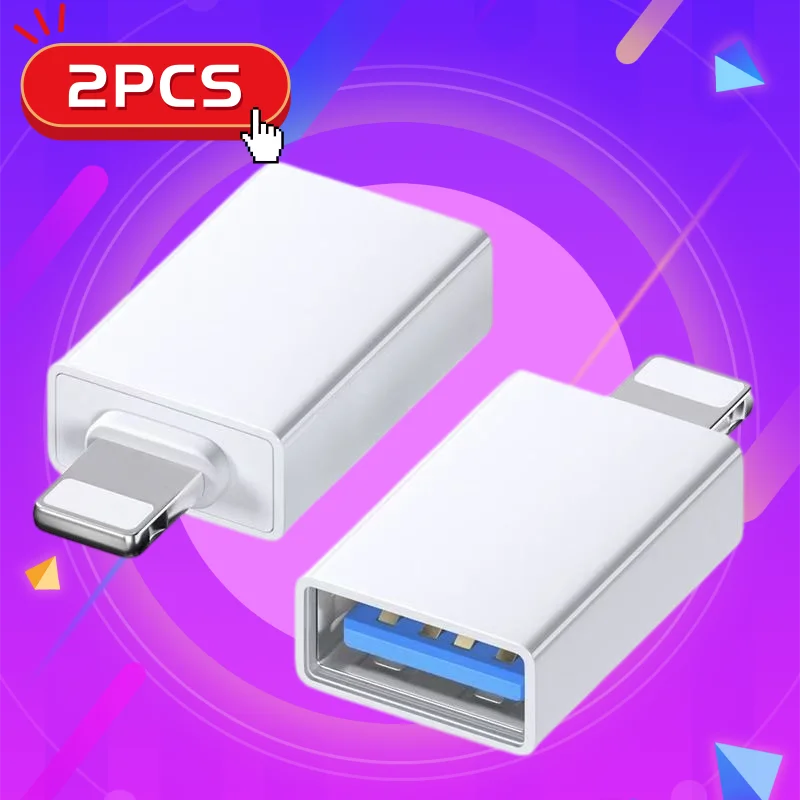 USB‑A to Lightning Adapter Compact Portable Converter Compatible with iPhone iPad All Lightning Port Devices