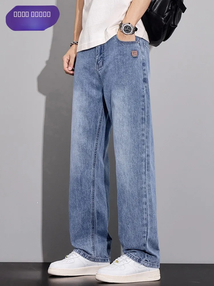 

Мужские джинсы Tonlion: Новинка весенней коллекции, свободные прямые брюки в американском ретро-стиле, повседневные, широкие штанины, хлопок/полиэстер...