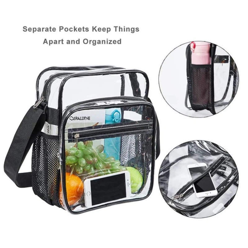 TINYAT Damen-Taschen, leicht, Netzarmband, wasserdicht, transparent, PVC, Regenschirm, Handy mit Vordertasche, lässige Handtasche