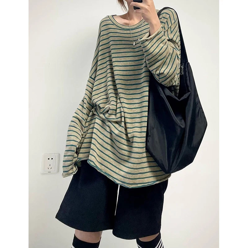 

Phil Dan Super Comfortable Breathable Cotton Long Sve Loose Mid-Length Four Seasons Women's T-irt Casual Sle Spring 2025