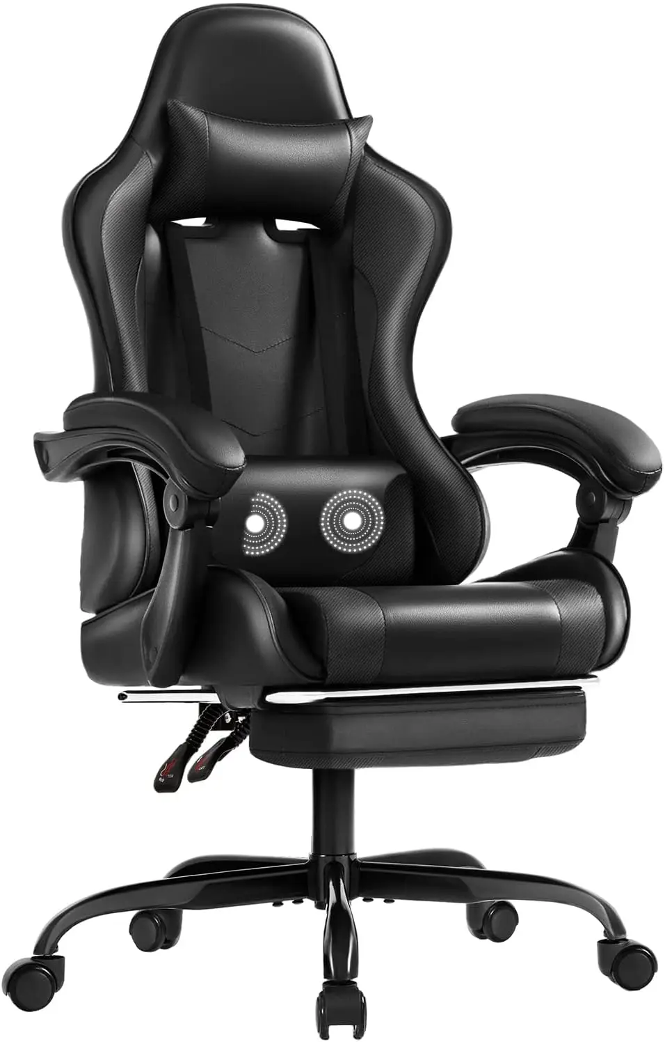 

Gaming Chair with Footrest and Massage Lumbar Support, Video Racing Seat Height Adjustable with 360°Swivel and Headrest for