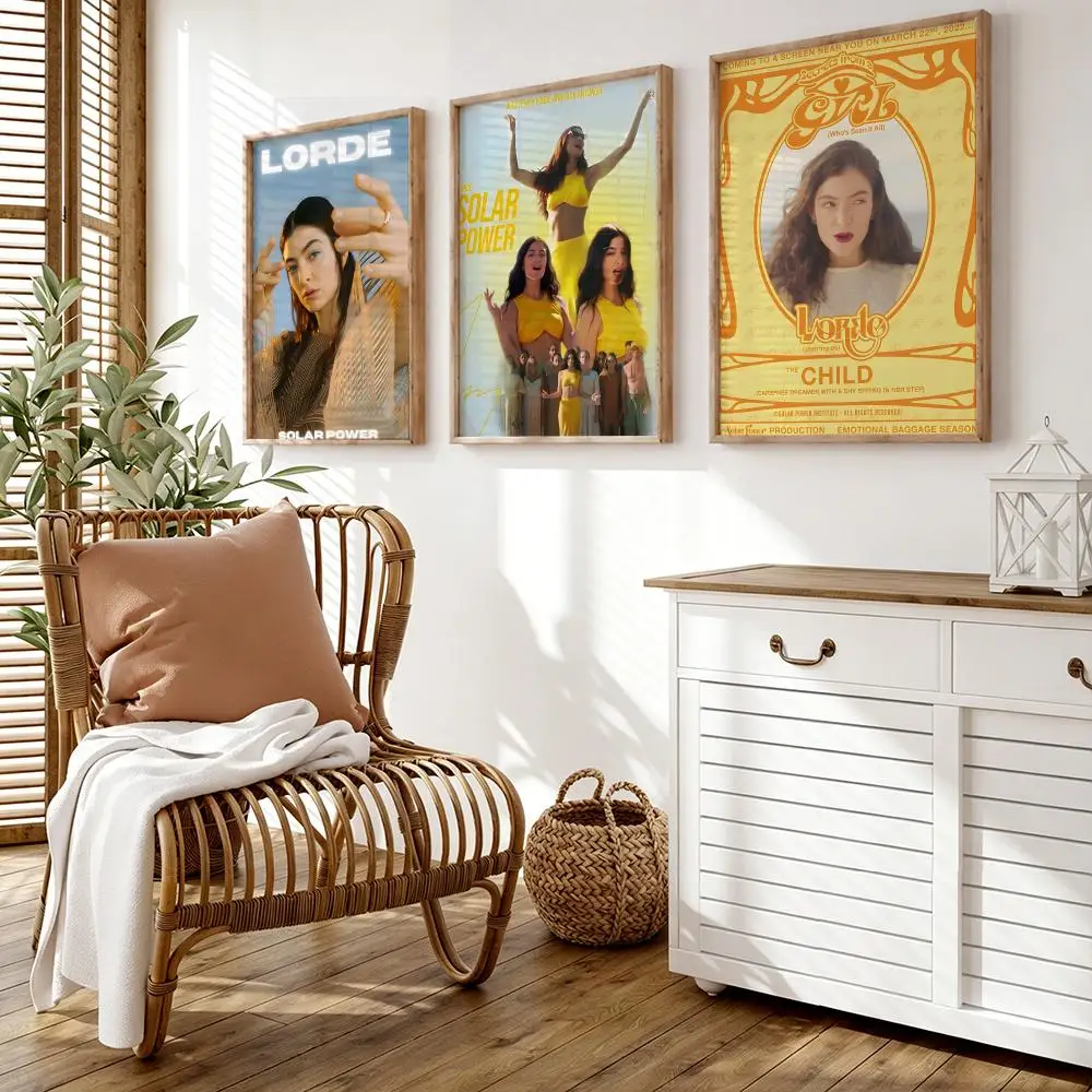 Singer L-Lorde-Solar Power Poster Wall Stickers HD Painting Self Adhesive Art Decals for Bedroom Living Room Home Decor