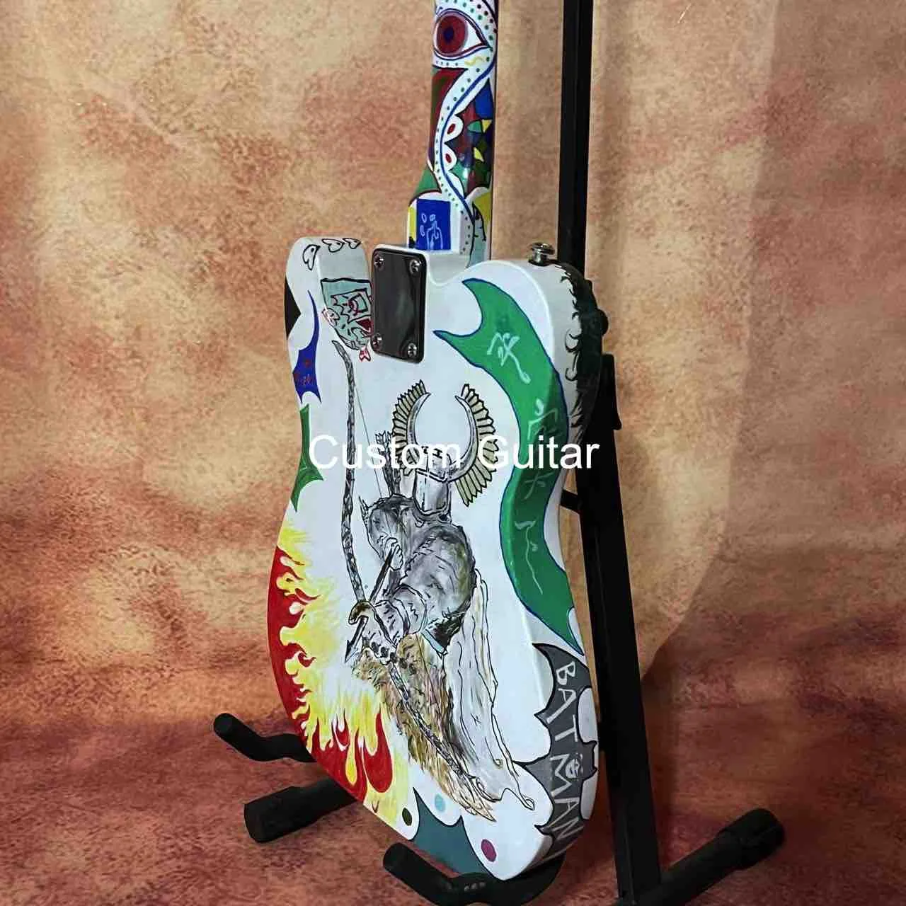 AMAZING Custom Hand Painted Vintage Electric Guitar Musical Instruments Fine Art Paintings