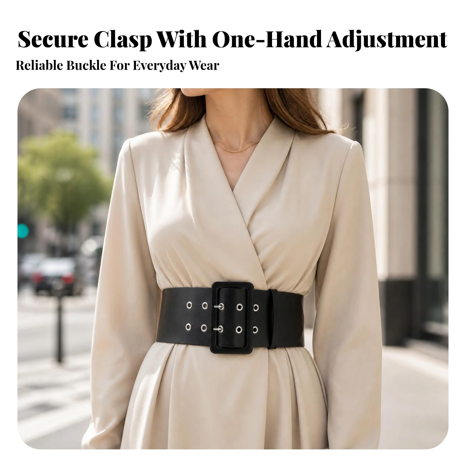 Wide Waist Belt Secure Fit Waist Belt with Eyelets Long-Lasting Stylish for Women, Dresses, Everyday Wear