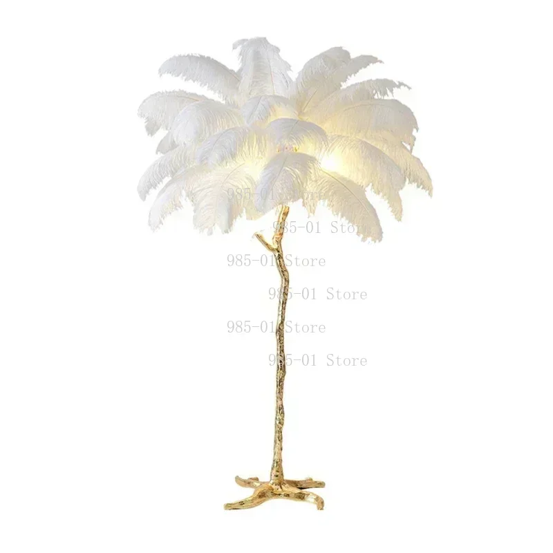 Ostrich Feather Floor Lamp Nordic Style Modern Creative Atmosphere Lighting for Living Room Bedroom Decoration