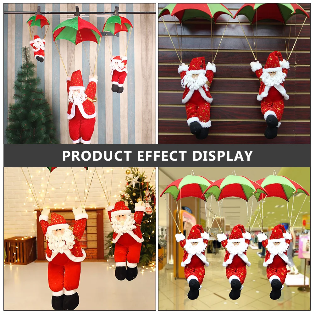 Skydiving Santa Claus Plush Toy Christmas Tree Pendant Cloth nament Festive Decoration Xmas Gifts Parachute Santa