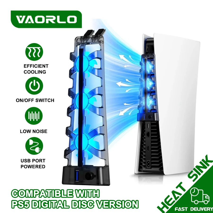 

For PS5 Accessories Cooling Fan with LED Light for Playstation 5 Both Disc and Digital Editions Gaming Accessorie Cooling System