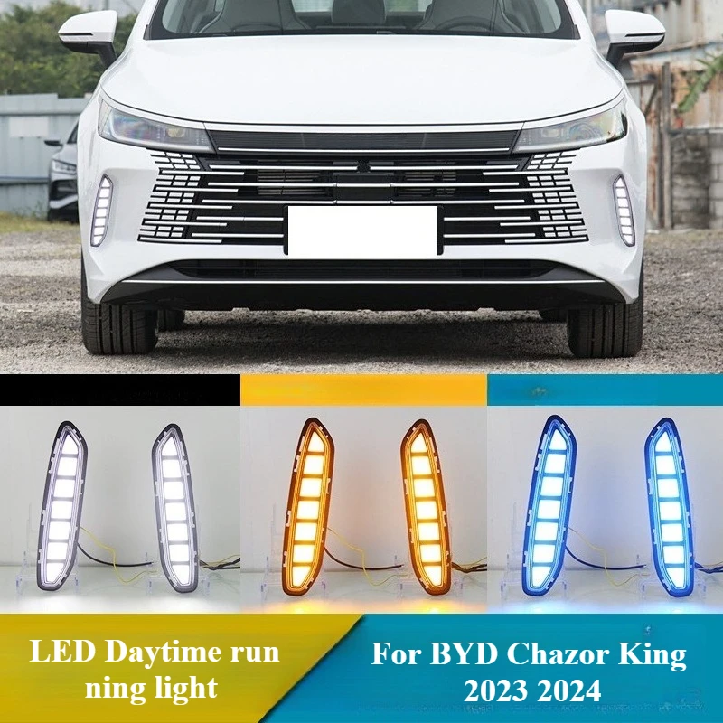 

Светодиодные дневные ходовые огни для BYD Chazor King 05 2023 2024, динамический указатель поворота, водонепроницаемые автомобильные лампы 12 В, светодиодные DRL, противотуманные фары