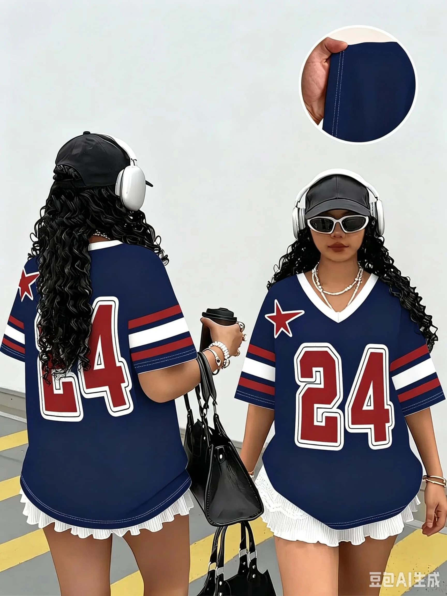 Summer Women's Men's Los Angeles Printed V-neck Short Sleeved T-shirt Summer Pattern T-shirt Baseball Shirt Sports T-shirt
