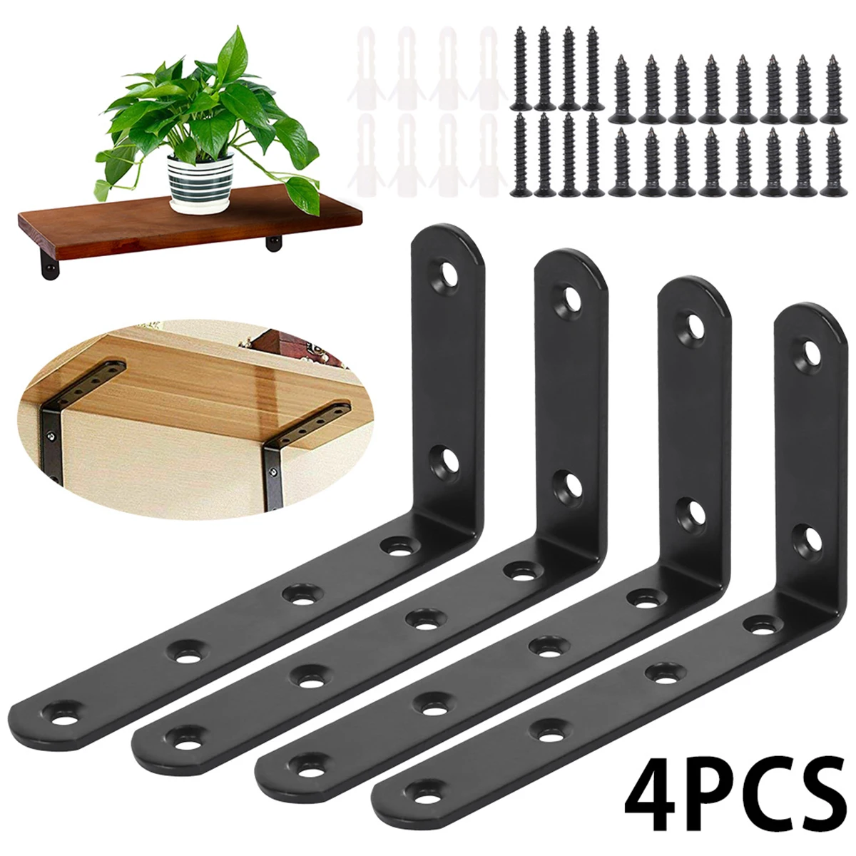 Shelf Bracket Metal 90 Degree Corner Brace Heavy Duty L Shaped Bracket Space Saving Decorative Joint Angle Bracket for Home