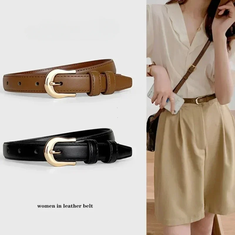 Belt Summer Brown Belt with Fine Matching Western Pants Simple and Versatile Belt 2024 New Fashion Decoration Belts for Women