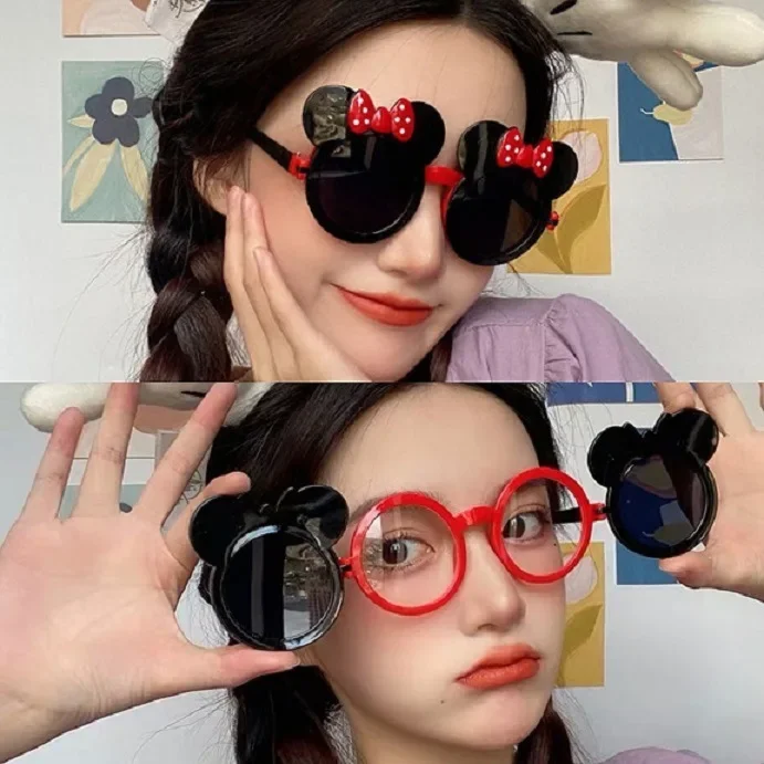 جديد ديزني أنيمي ميكي ماوس النظارات الشمسية Kawaii ميني النظارات الكرتون الأطفال الصيف الشمس فتاة صبي لعبة الهدايا