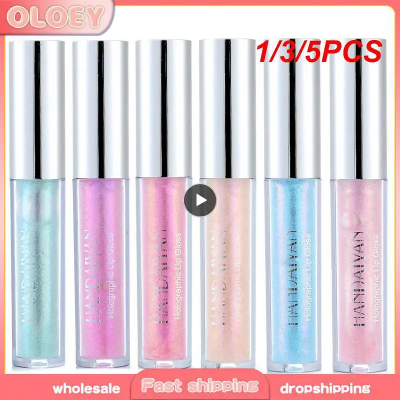 1/3/5PCS Colors Laser Holographic Lip Gloss Liquid Lipstick Mermaid Pigment Longlasting Glitter Lipgloss Waterproof Metallic Lip