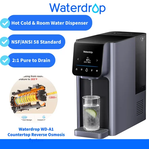 System odwróconej osmozy na blat Waterdrop WD-A1, dystrybutor wody ciepłej, zimnej i pokojowej, standard NSF/ANSI 58