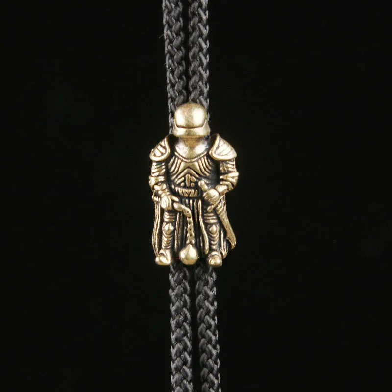 Vintage Brass Dragon Slaying Knight Paracord Bead EDC Knife Lanyard Pendant Keychain Charm Handmade Accessory Spacer Bead