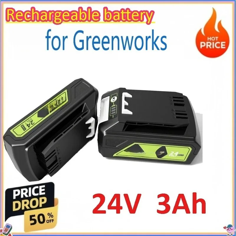 

Li-ion Rechargeable Battery Replacement 24V 3.0Ah for Greenworks Tools Compatible 29842 29852 29322