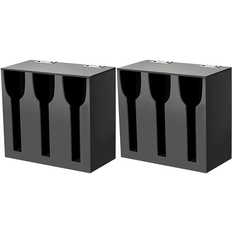 CYCLI-2X Acrylic Utensil Dispenser Cutlery Organizer With 3 Compartment Black Silverware Holder Plastic Flatware