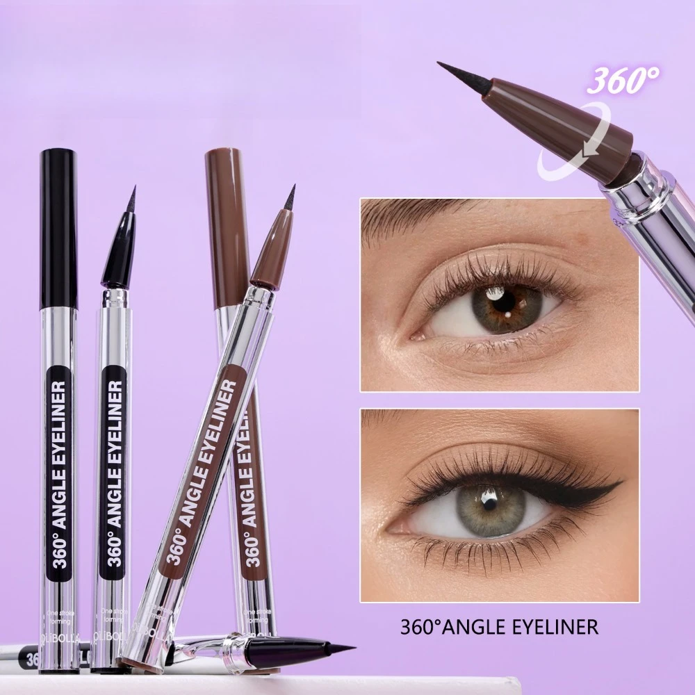 Delineador de Ojos con Punta Giratoria de 360 Grados, Resistente al Agua, de Larga Duración, Altamente Pigmentado, Delineador Líquido Semipermanente para Líneas Precisas de Maquillaje