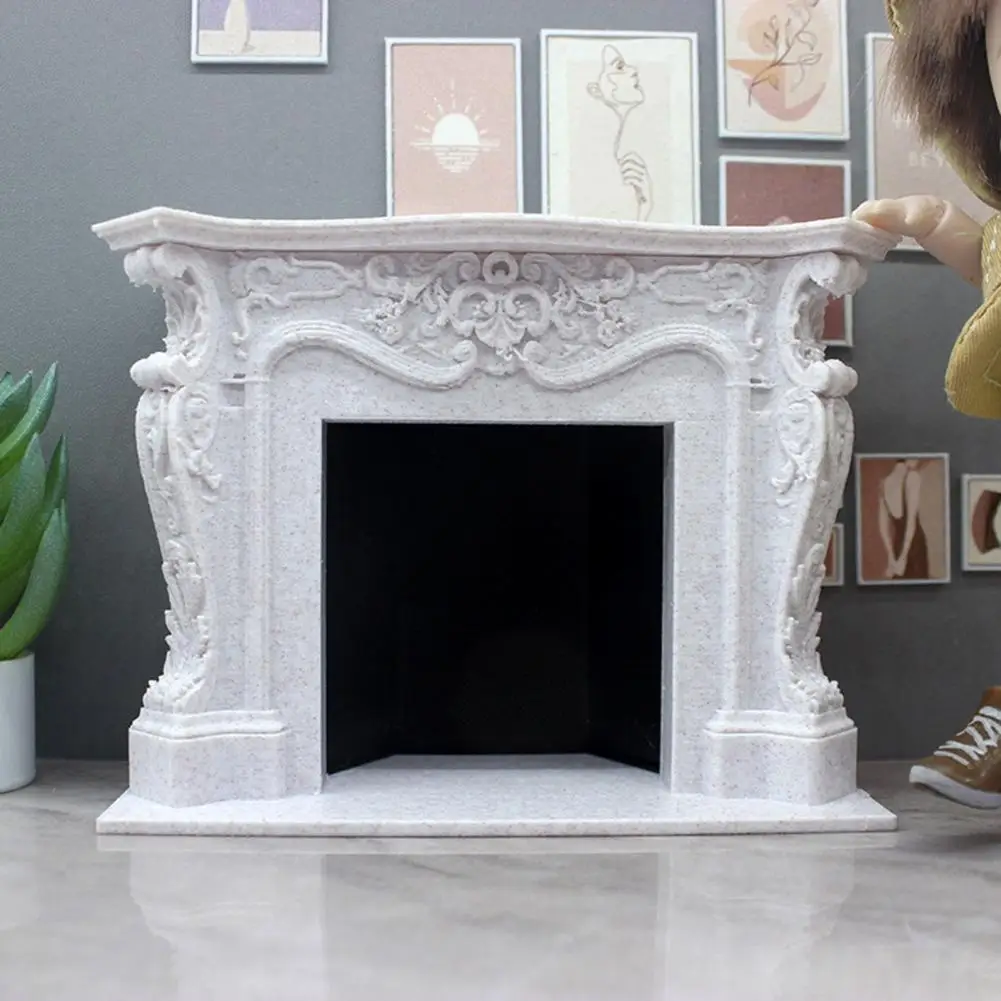 Mini Fireplace Model Toy for 1:12 Houses Realistic Pretend Play Display Fireplaces Model Accessories Photography Prop