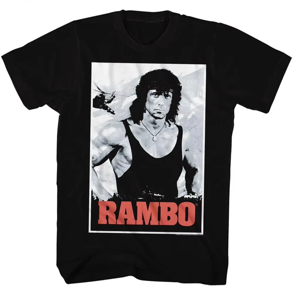 Summer Vintage Tops John Rambo Theme T-shirt - Iconic Movie Pattern Print Cotton T-shirt Casual Loose Streetwear Unisex