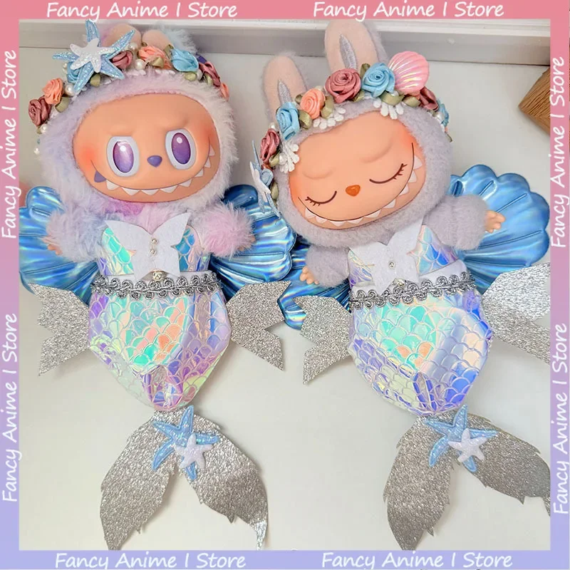 

Mermaid Dress Sets with Laser-Glossy Fish-Tail Costumes Paired Shell for V1 V2 V3 Labubu DIY Clothing Fashion Doll Accessories