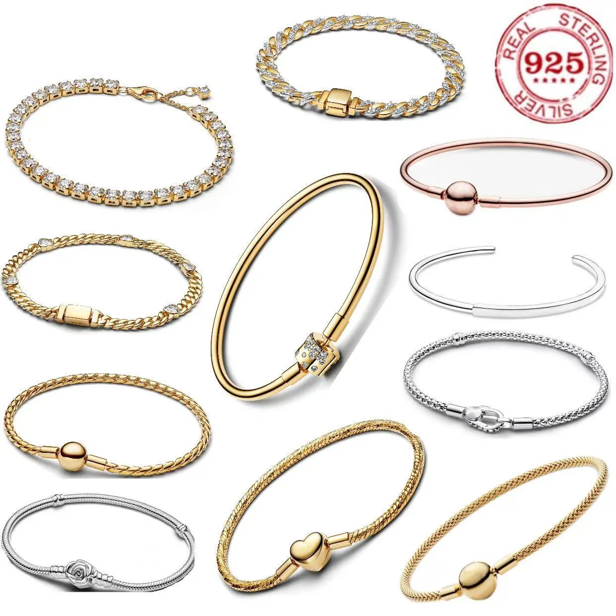 Special sale 925% pure silver snake shaped strap buckle rose zircon decorative bracelet for women's jewelry Valentine's Day gift