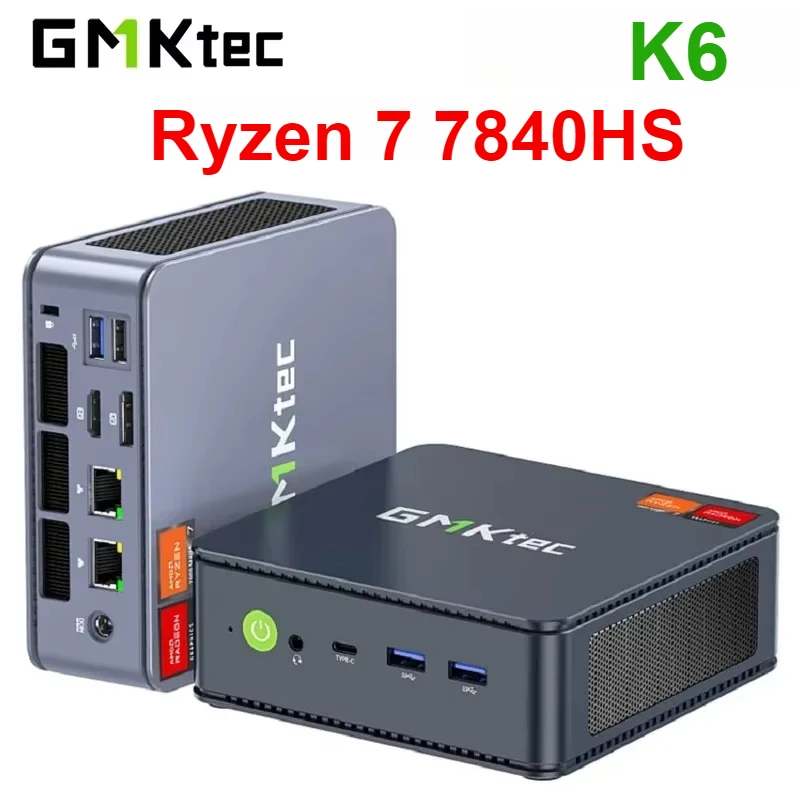 GMKtec K6 Ryzen 7 7840HS MINI PC Windows 11 Pro DDR5 32GB 1TB PCIE SSD WIFI6 BT5.2 2*2.5G Lan Desktop Mini PC Gamer Computer