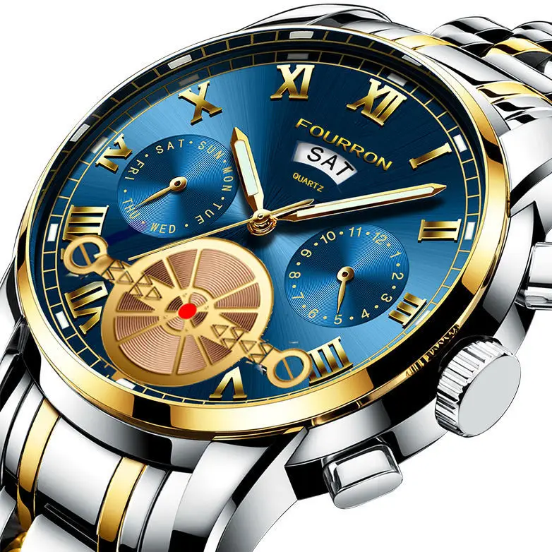 Jam Tangan Kuarsa Bisnis Pria Mewah Jam Tangan Kasual Dial Jam Bundar Baja Tahan Karat Jam Tangan Pria Horloges Klasik Modern