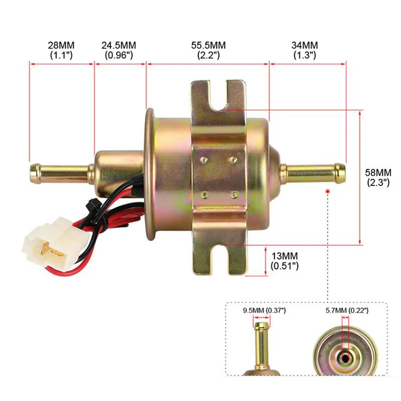 HEP-02A Low Pressure Universal Diesel Petrol Gasoline Electric Fuel Pump DC 12V 24V Car Motorcycle TOYOTA Ford Yanmar NISSAN ATV