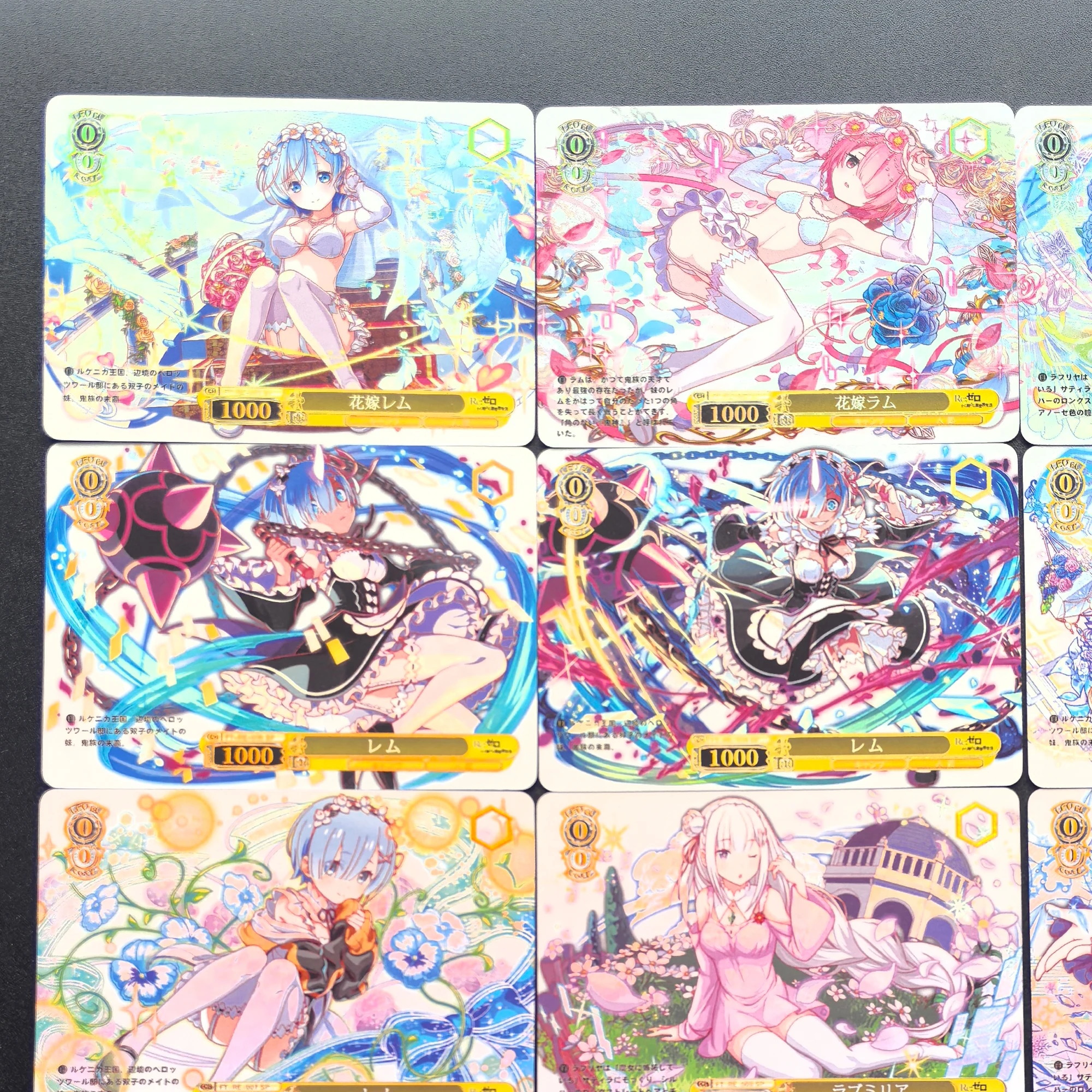 15Pcs/set Diy Self Made Goddess Story Rem Ws Collection Card Refraction Color Flash Hot Stamping Rem Anime Cards Gift Toys